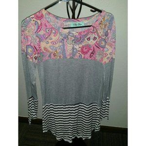 Perfect Trio Printed Top In Pink Paisley